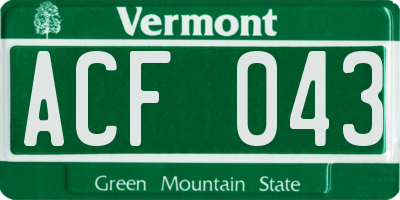 VT license plate ACF043