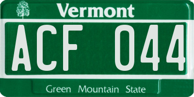 VT license plate ACF044