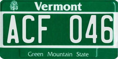 VT license plate ACF046