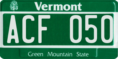 VT license plate ACF050