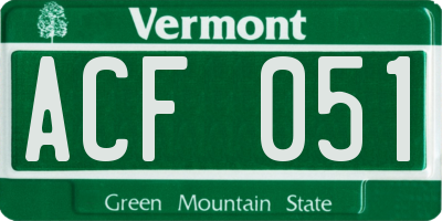 VT license plate ACF051