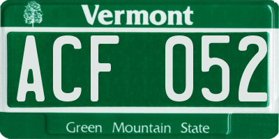 VT license plate ACF052