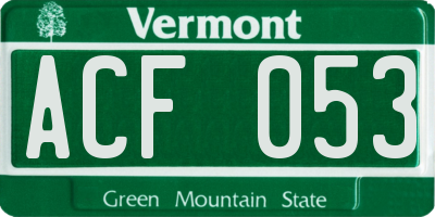 VT license plate ACF053