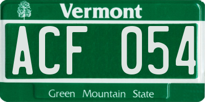 VT license plate ACF054