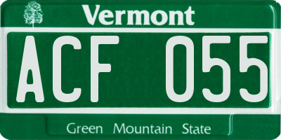 VT license plate ACF055