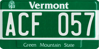 VT license plate ACF057