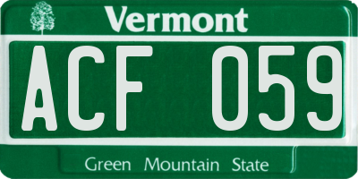 VT license plate ACF059