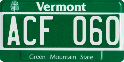 VT license plate ACF060