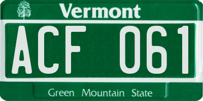 VT license plate ACF061