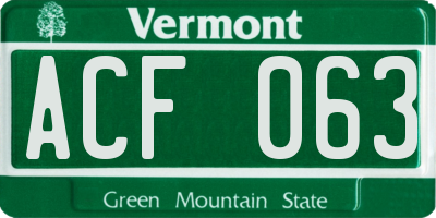 VT license plate ACF063