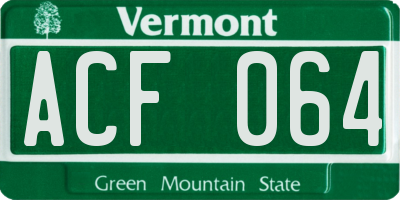 VT license plate ACF064