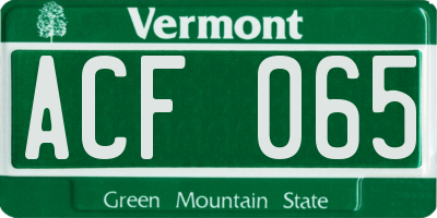 VT license plate ACF065