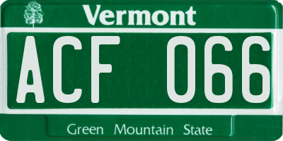 VT license plate ACF066