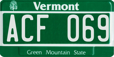 VT license plate ACF069