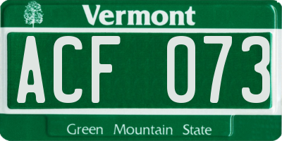 VT license plate ACF073