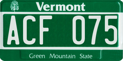 VT license plate ACF075