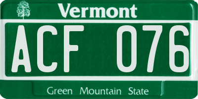 VT license plate ACF076