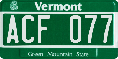 VT license plate ACF077