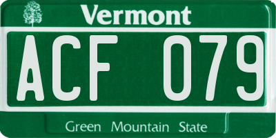 VT license plate ACF079