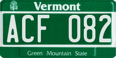 VT license plate ACF082