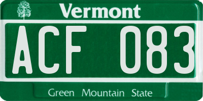 VT license plate ACF083