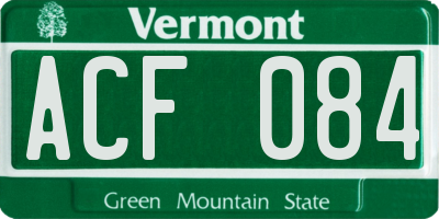 VT license plate ACF084