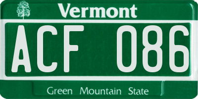 VT license plate ACF086