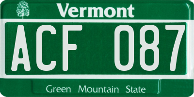 VT license plate ACF087