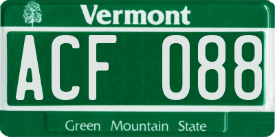 VT license plate ACF088