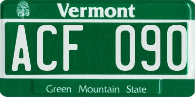 VT license plate ACF090