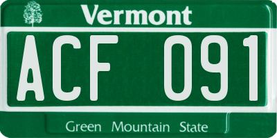 VT license plate ACF091