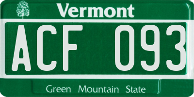 VT license plate ACF093