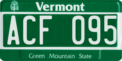 VT license plate ACF095