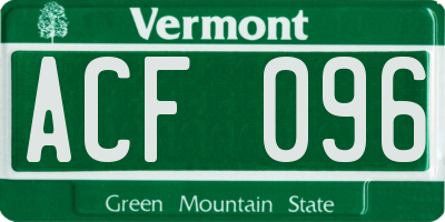 VT license plate ACF096