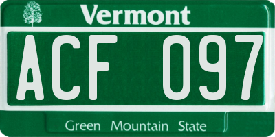 VT license plate ACF097