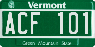 VT license plate ACF101