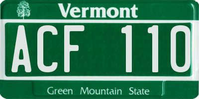 VT license plate ACF110