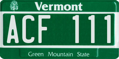 VT license plate ACF111