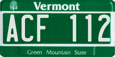 VT license plate ACF112