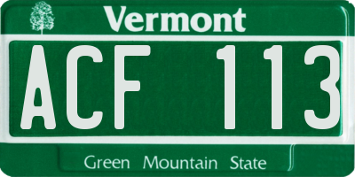 VT license plate ACF113