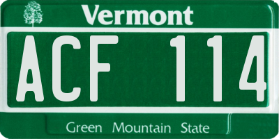 VT license plate ACF114