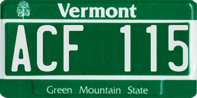 VT license plate ACF115