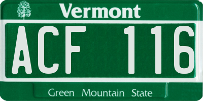 VT license plate ACF116