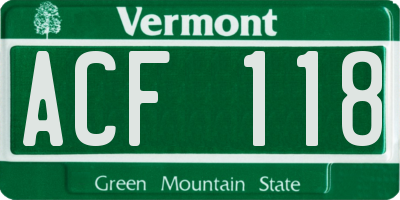 VT license plate ACF118