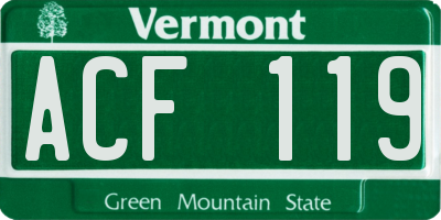 VT license plate ACF119