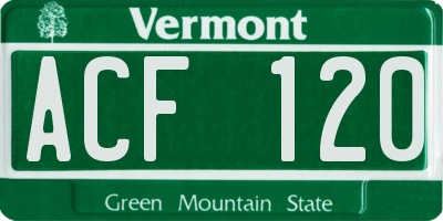 VT license plate ACF120