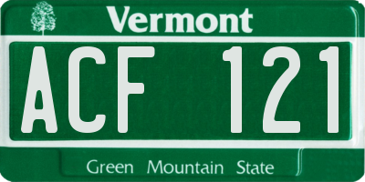 VT license plate ACF121