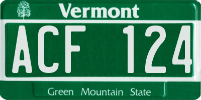 VT license plate ACF124