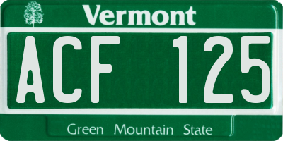 VT license plate ACF125