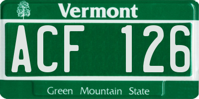 VT license plate ACF126